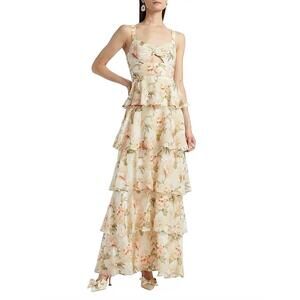 NEW CAMI NYC phillipa tiered ruffle maxi dress in soft peony